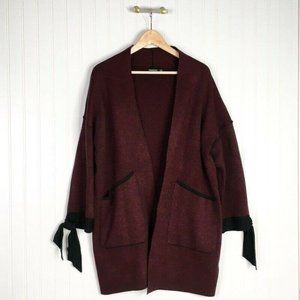 Solutions Womens sweater Cardigan Red Black Melang